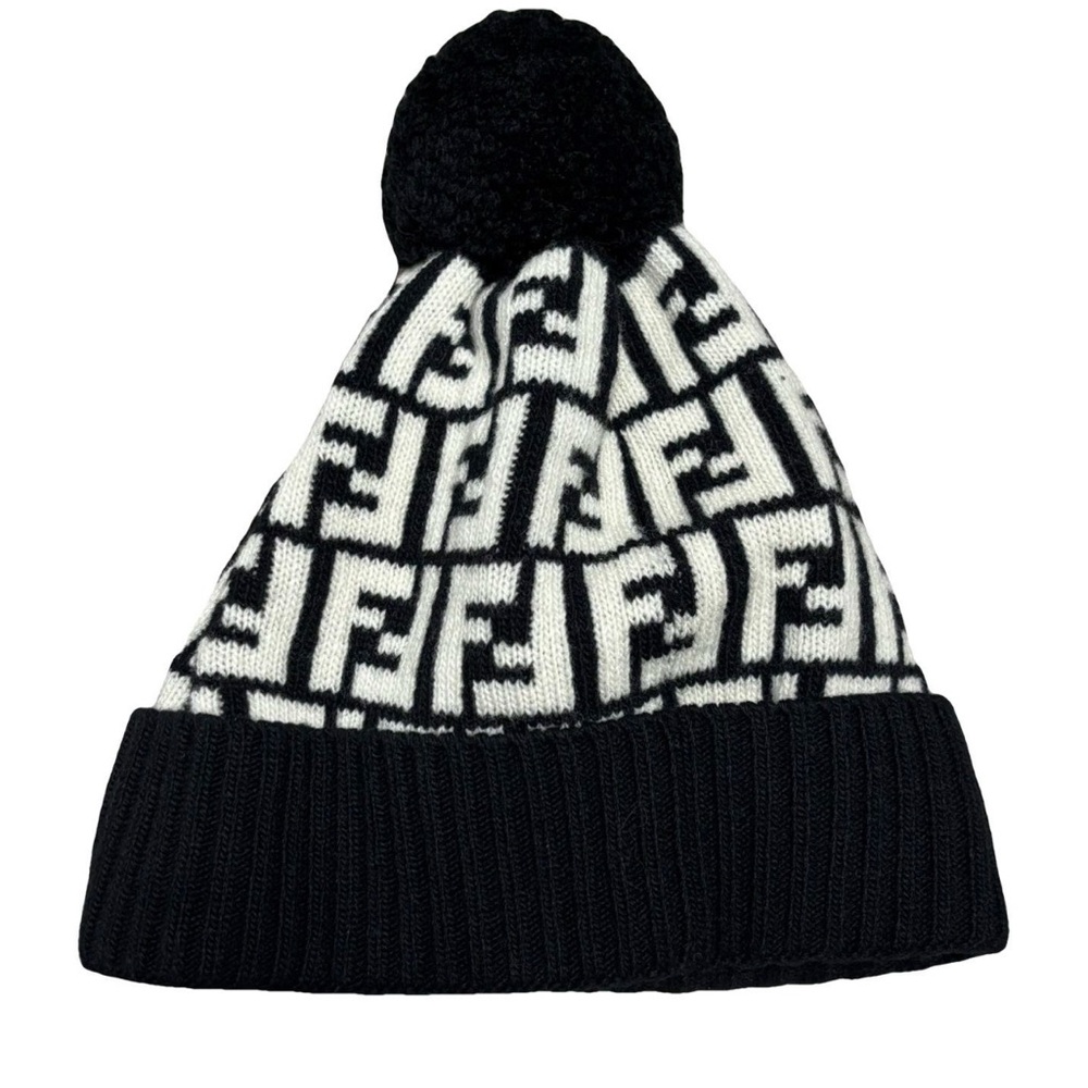 Fendi Zucca Wool Pom-Pom Beanie
